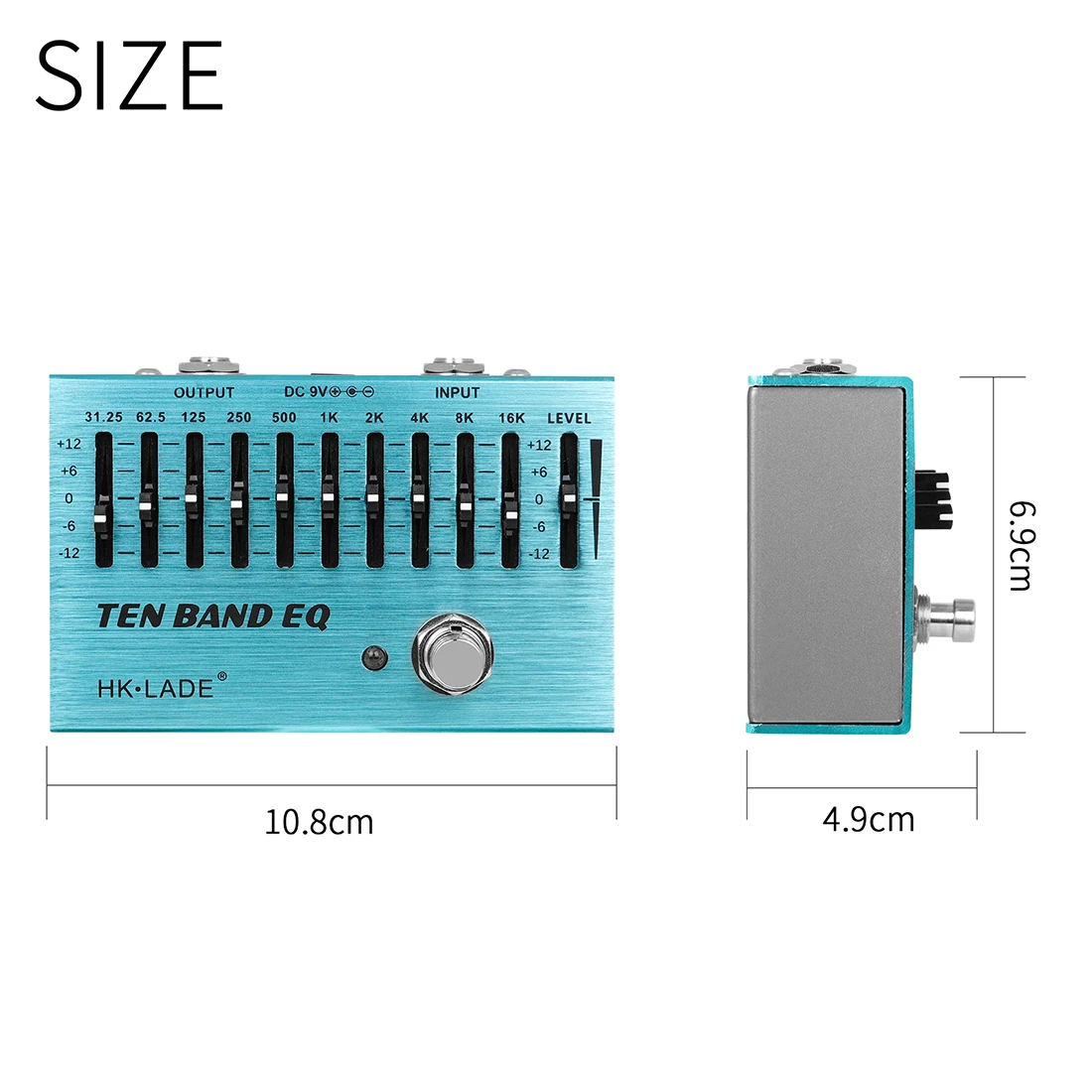 HK·LADE TEN BAND EQ Equalizer Guitar Effect Pedal 31.25Hz-16kHz 10 Band EQ Pedal for 4/5/6/7 String Electric Guitar Bass