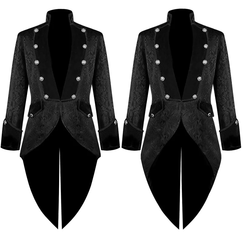 Veste longue imbibée de smoking vintage pour hommes, tailcoat, swmatte, queue, poussière, steam, punk, costume, uniforme, garçon, adulte