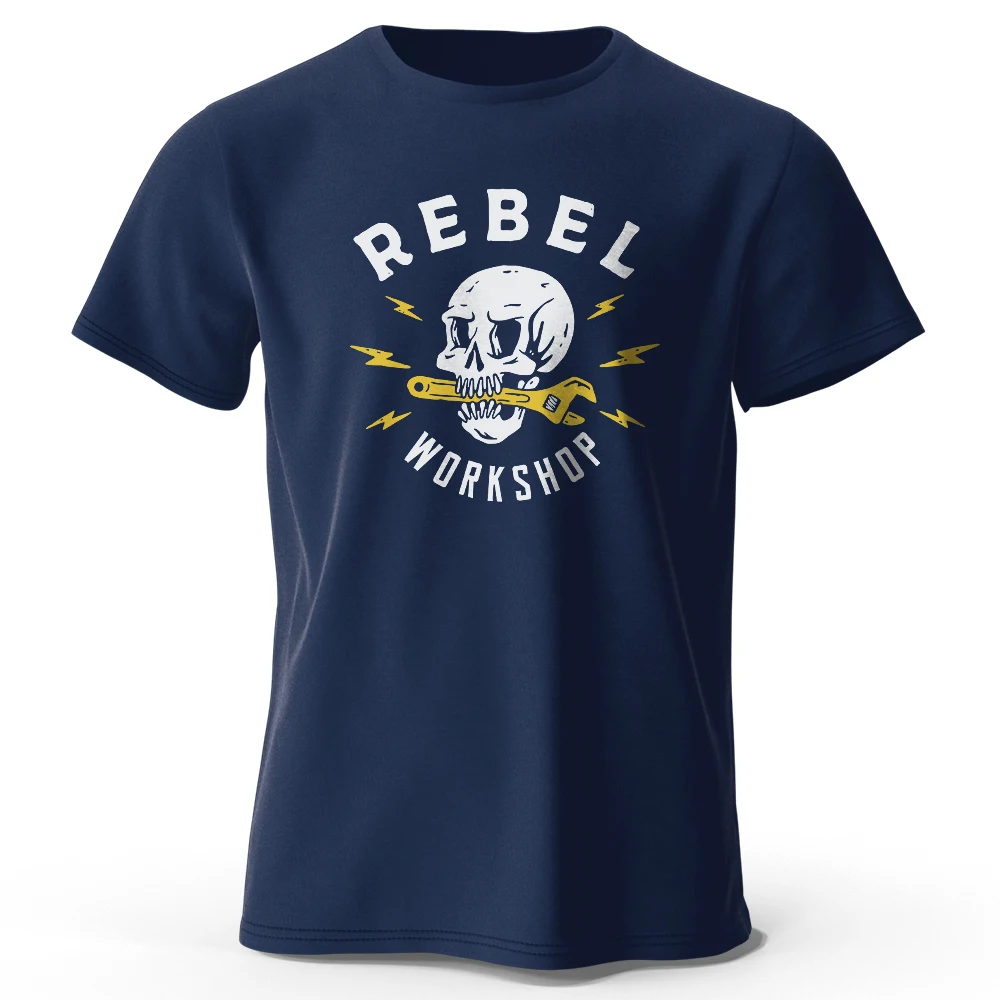 Rebel Workshop Print, Men's Novel Graphic Design T-shirt, Casual Comfy Summer Tees for Men's Daily ActivitiesTops Clothing 2025