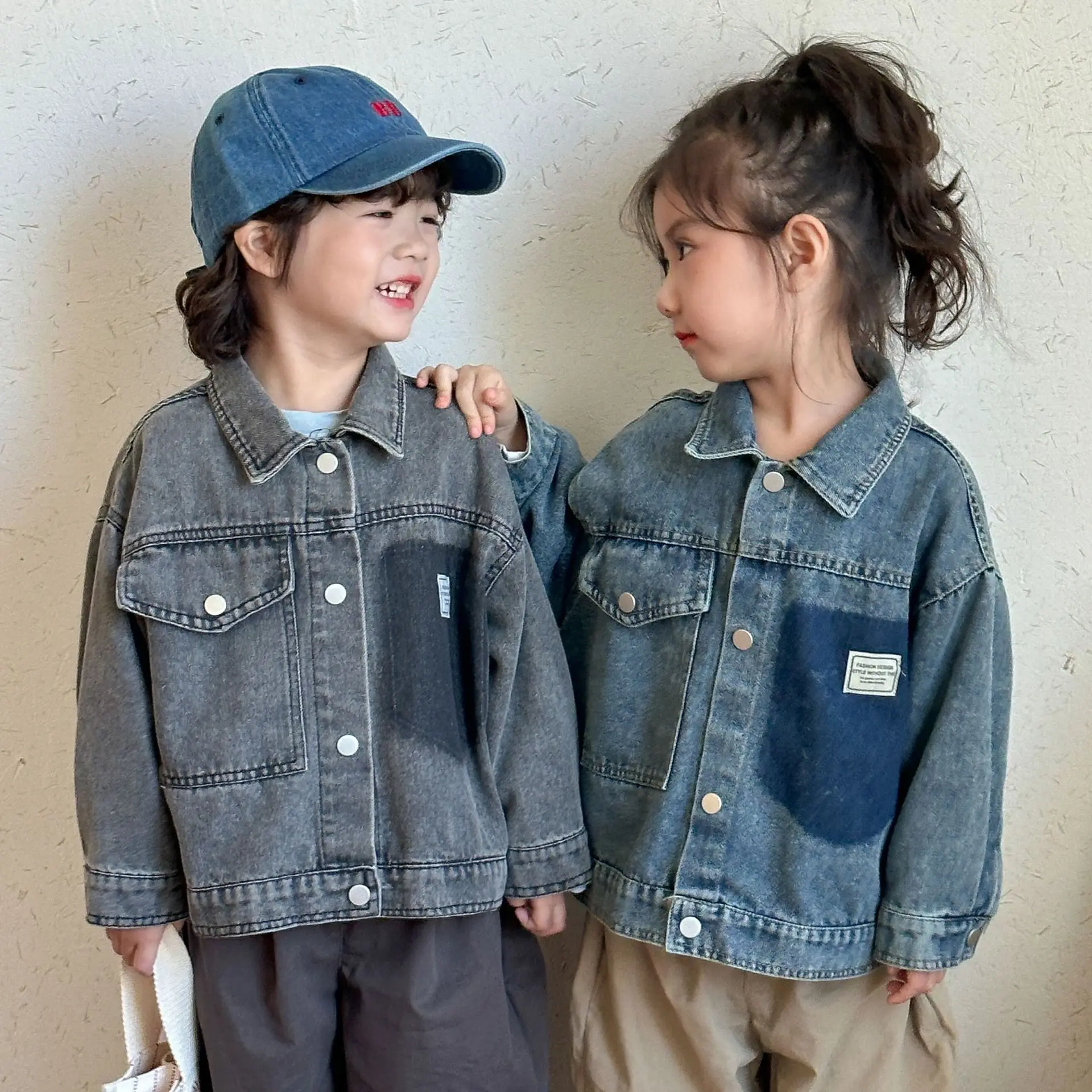 Children's denim jacket for boys spring girls clothes 2025 new autumn loose baby tops