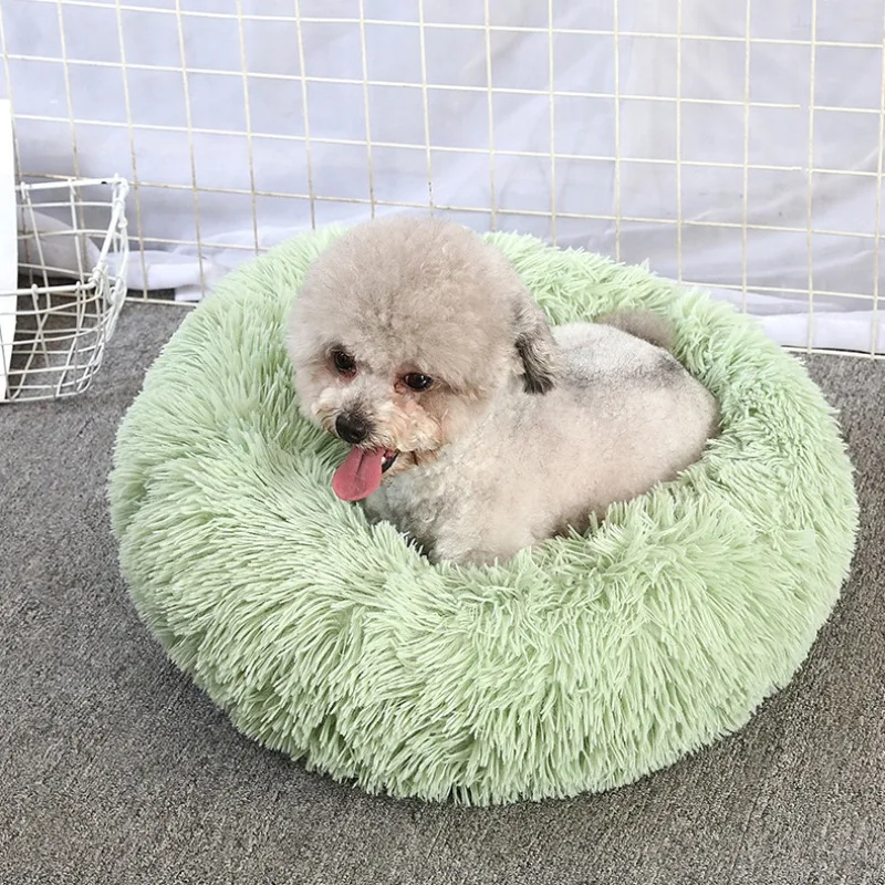 Cat Kennel Dog Kennel Winter Thickened Warm Mat Round Pet Plush Nest Mat Small Dog Deep Sleep Beds Puppy Bed Mats Supplies