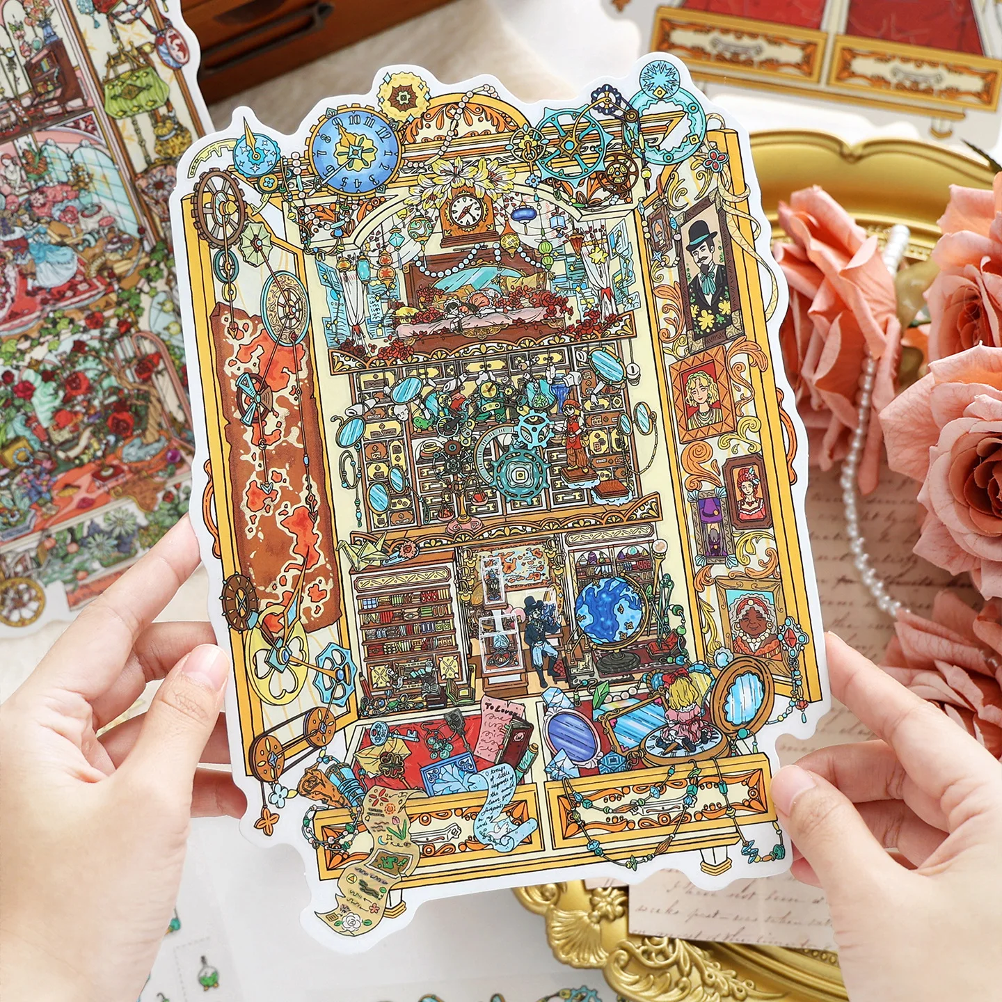 Gorgeous Retro Victorian Palace Steampunk Mansion Layering Scene Stickers Ornate Luxury Interior Cut‑out Stickers DIY Scrapbooki