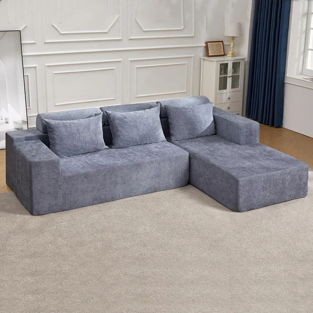 Compressed fabric segmented random combination sofa with pillow semi-cylindrical pillow L-shaped princess module