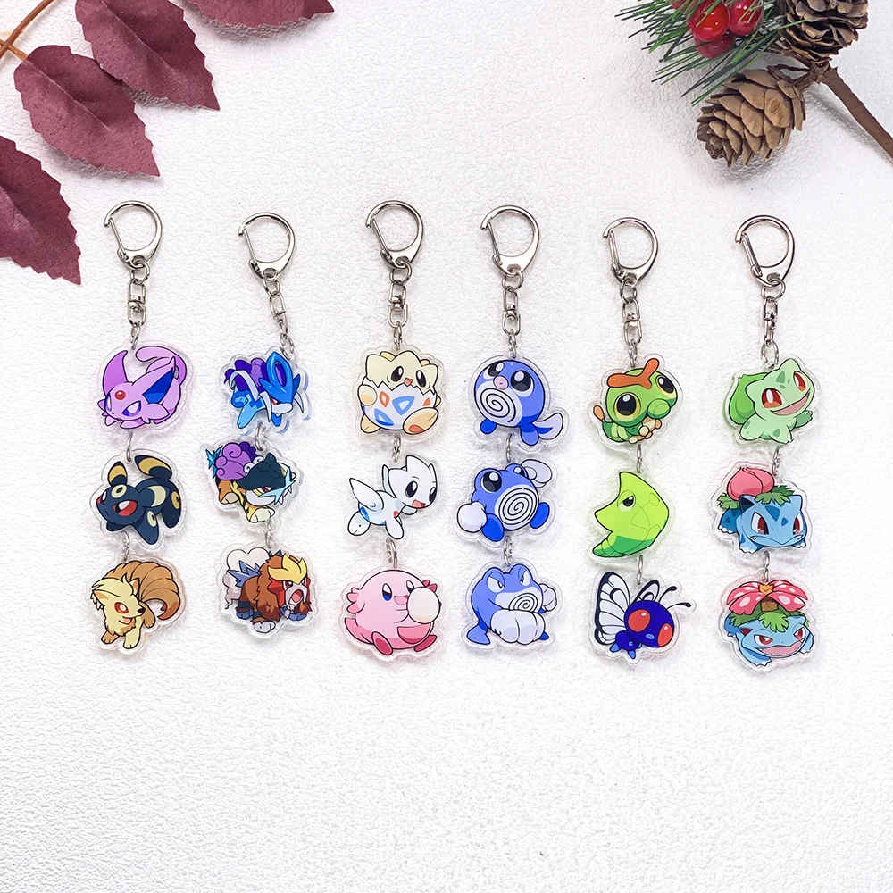 Pokémon Pikachu Bulbasaur Gengar Squirtle Car Keychain Accessories Acrylic Charms Pendant For Bag Key Holder Backpack Decoration