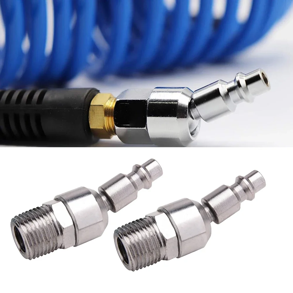 2Pcs Reliable And Sturdy 1/4 Inch NPT Pneumatic Quick Connectors Designed With A Full Range Ball Head Rotation