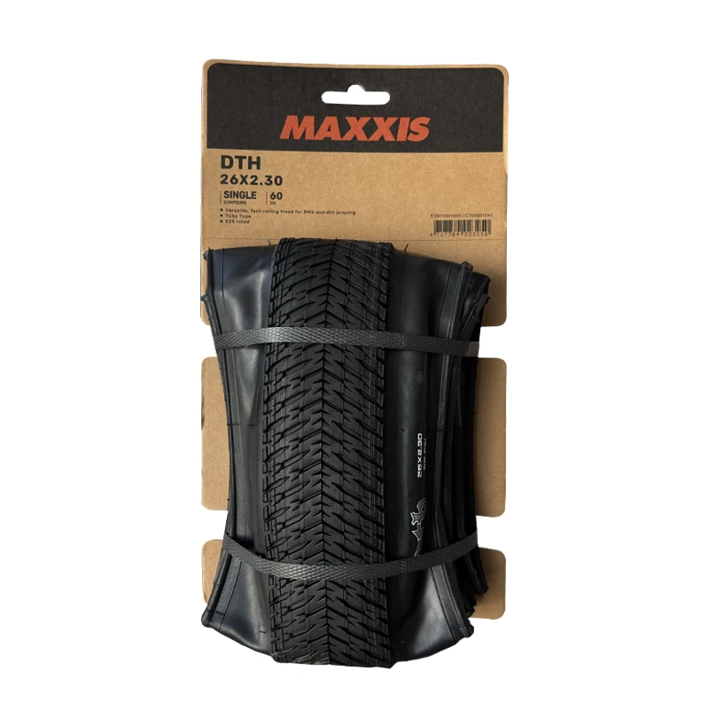 

Покрышка для велосипеда Maxxis DTH 26 дюймов, 26x2.3, 35-65 фунтов на кв. дюйм, 60 TPI, для дёрт-джампинга, складная, с черно-желтыми краями