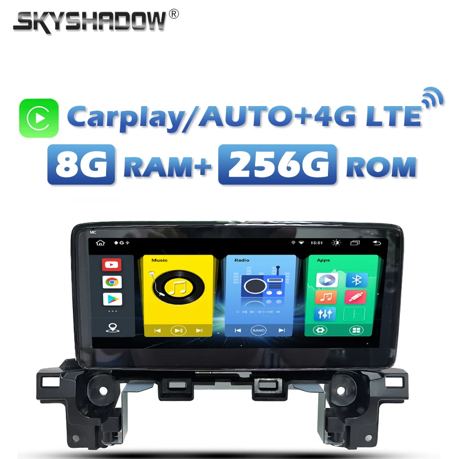 4G SIM 360 Camera Carplay Auto Android 13.0 8G+256G Car DVD Player IPS GPS map RDS Radio WIFI Bluetooth For Mazda CX5 2017-2020