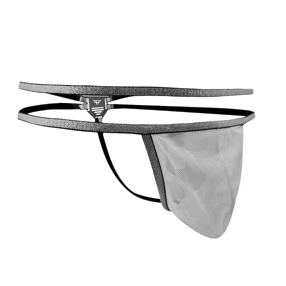 الرجال المثيرة T الظهر ثونغ مثلي الجنس مثير مفتوحة الأرداف g-سلسلة لامعة مزدوجة زنار شبكة التنفس جوفاء منخفضة الارتفاع U محدب الحقيبة سراويل #4
