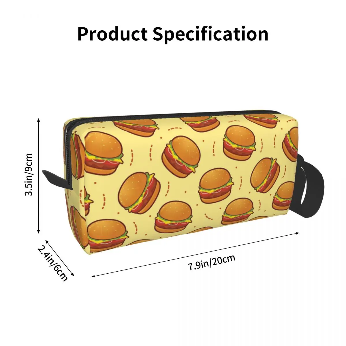 Burger Pattern Pencil Case for Boy Girl Pen Box Pencil Bag Stationery Supplies Women Organizer Pouch