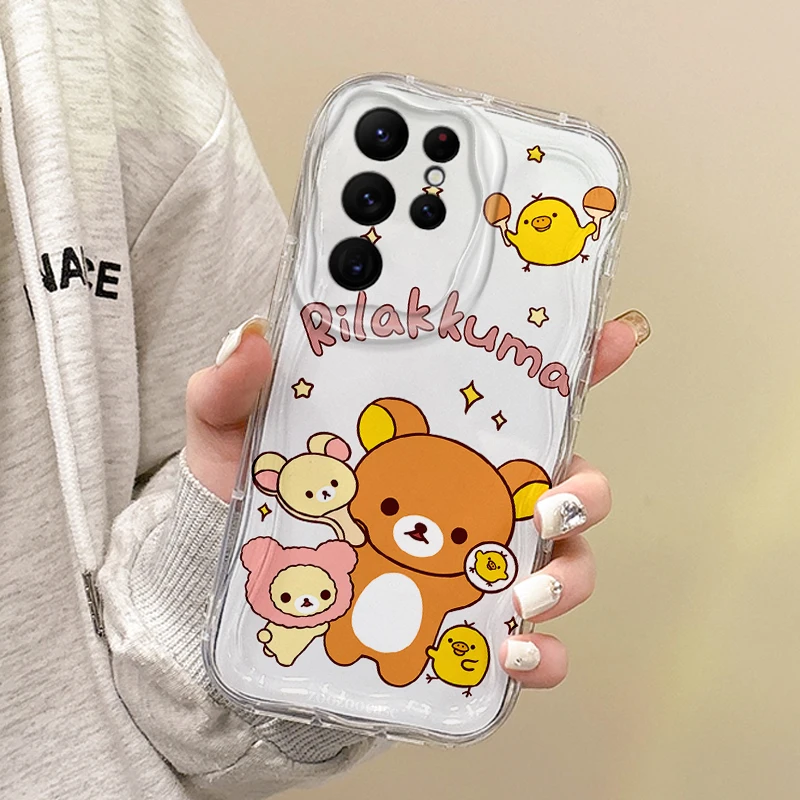 Hot Cartoon Rilakkuma Phone Case For Samsung Galaxy A50 A36 A35 A34 A33 A32 A24 A23 A22 A16 A12 A06 M55 M35 M14 Shockproof Cover