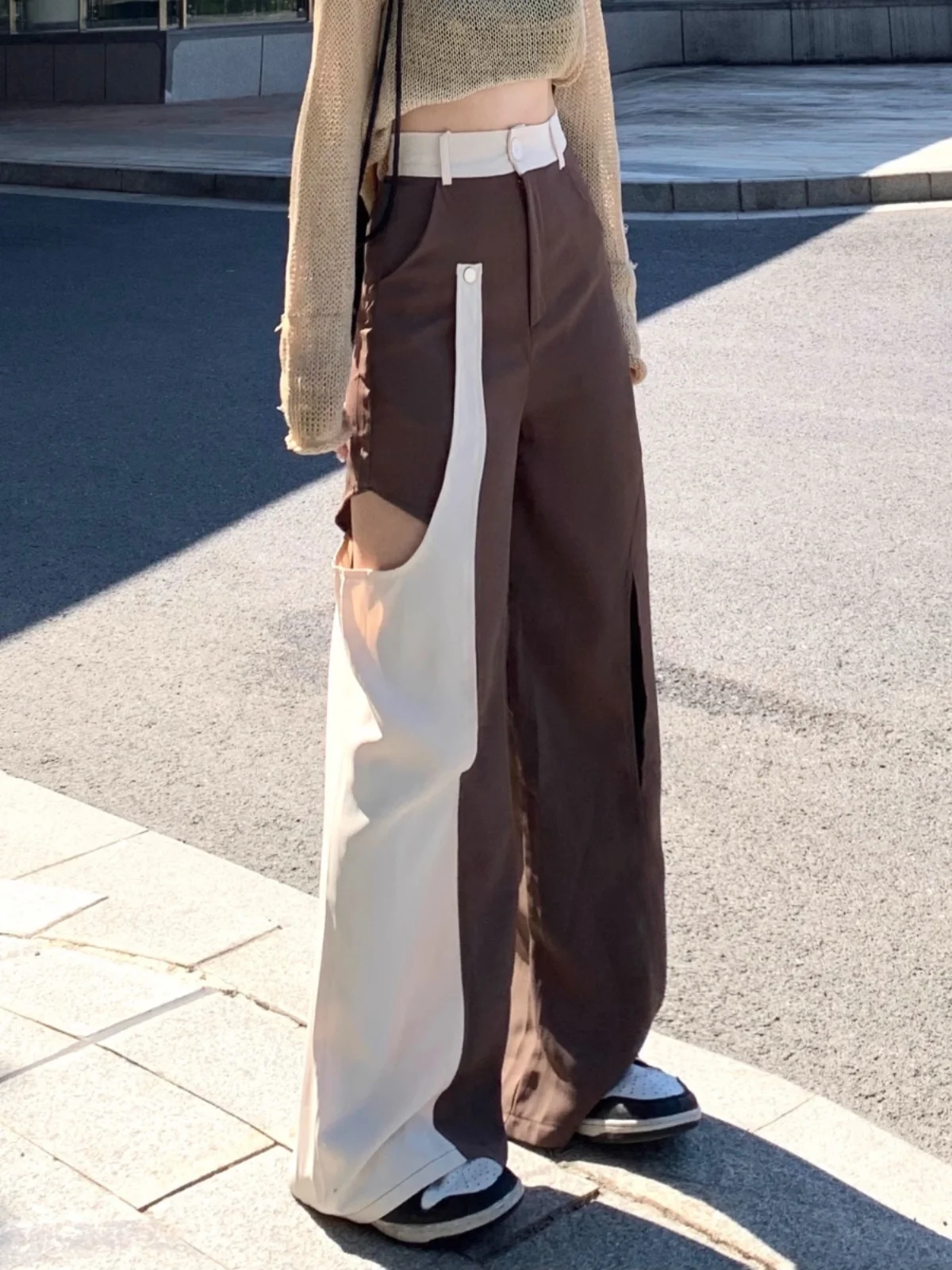 

Summer Large Size Men's Casual Pants Loose Color Blo Wide Leg Jeans Breathable Comfortable Straight Cut Trousers