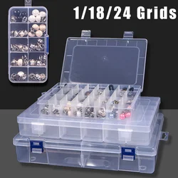 1/18/24Grids Transparent Plastic Storage Jewelry Boxes Adjustable Compartment Container Bead Ring Earring Organizer Display Case