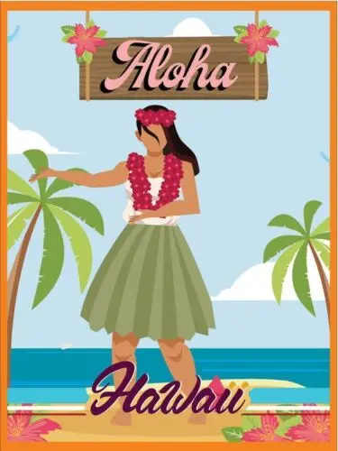 Aloha Hawaii Metal Wall Plaque Art Vintage tin sign retro Summer Travel