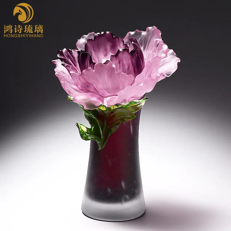 France Dumu Peony Vase, Glazed Vase, Light Luxury Entrance Living Room Home Flower Arrangement Art Ornament
