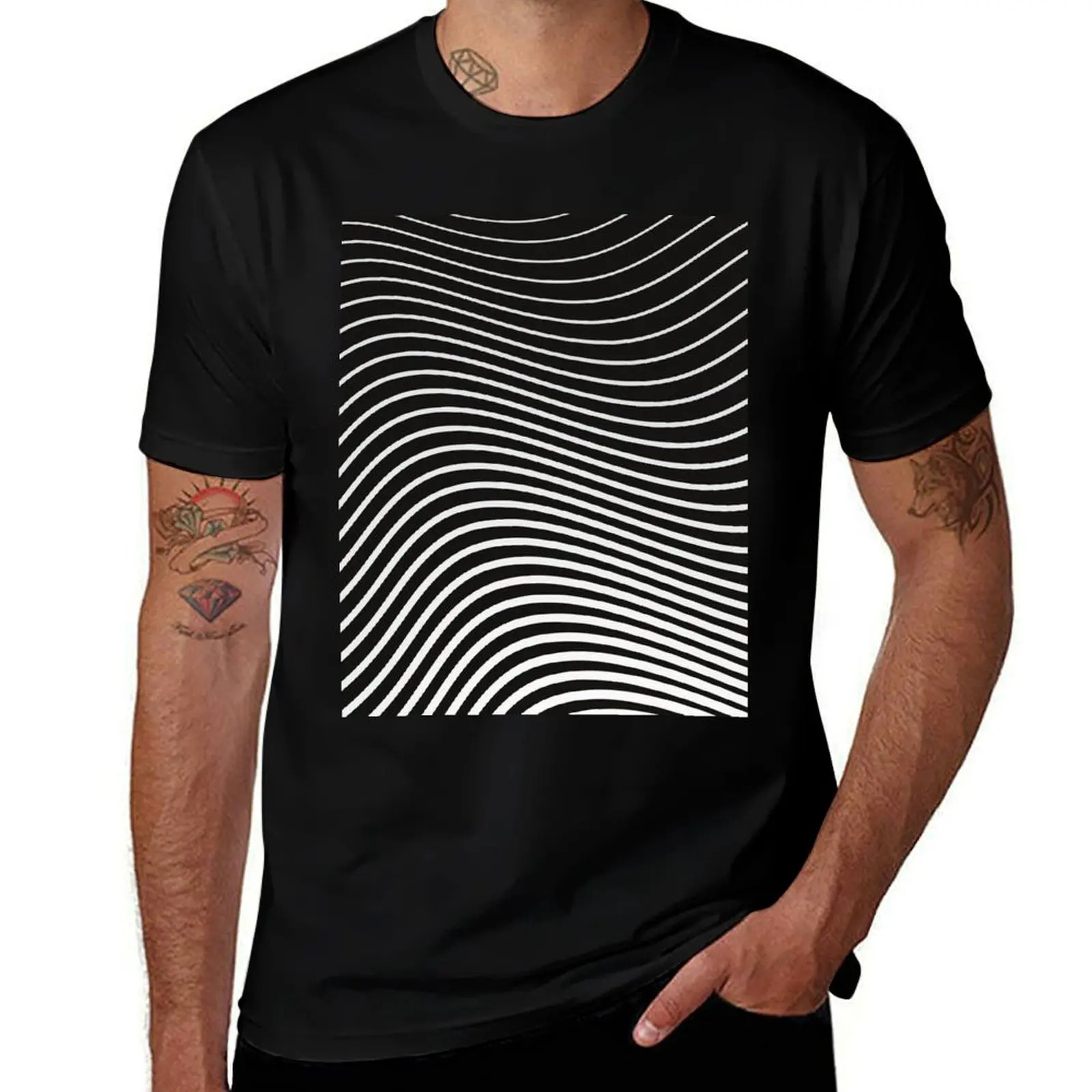 

t prints shirt Black with cotton shirts White Lines and man luxury Wave shirts funny T-Shirt t t