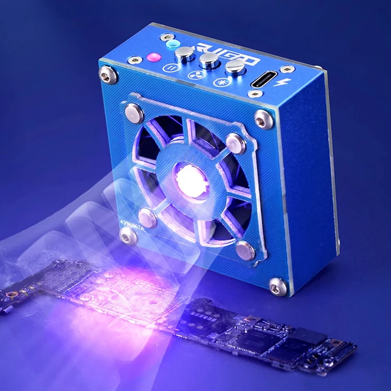 Mini multifunctional LED UV lamp High speed cooling fan Type-c charging smoke exhaust fan for UV adhesive curing PCB soldering