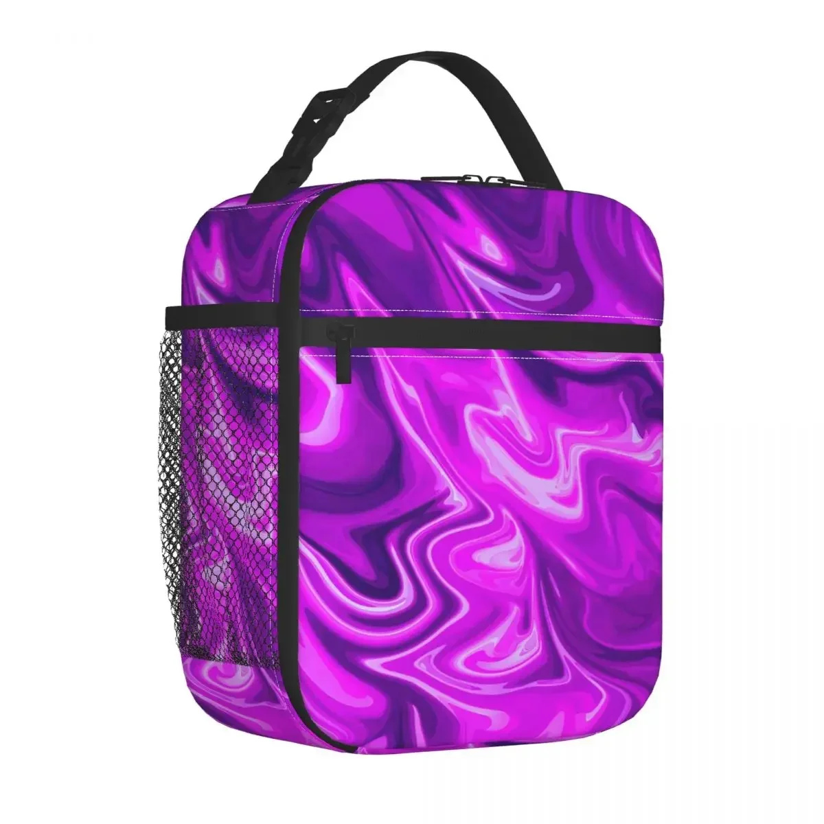 Marble Print Lunch Bag Abstract Liquid School Lunch Box For Adult Design Thermal Tote Handbags Oxford Portable Cooler Bag