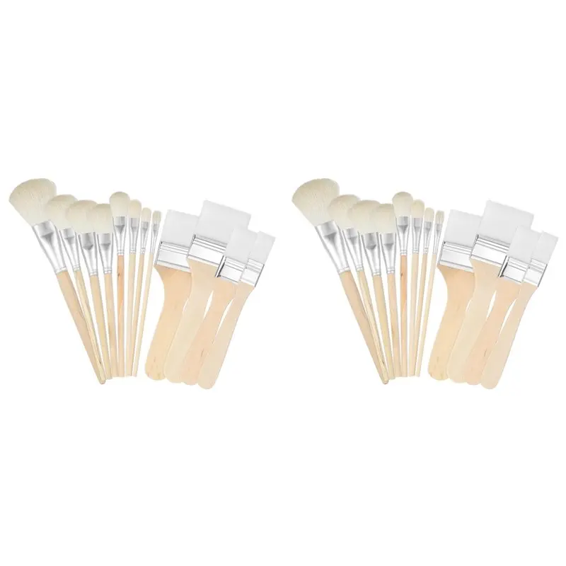 ABLG Mop Brush For Acrylic Painting, Assorted Size Acrylic Paint Brush Set Blending Mop Brushes With Wooden Handle 24PCS Set
