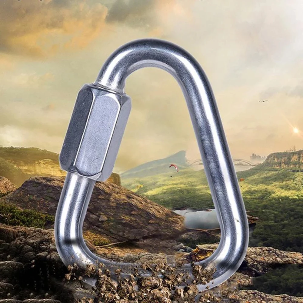Lock Buckle Mountaineering 304 Stainless Steel Snap Clip Triangle Carabiner Safety Connection Lock Climbing Buckle Fast Hook