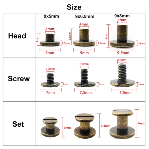 Imagen 2 del producto 10 Uds. De encuadernación de Metal, tornillos Chicago, clavos, remaches para álbum de fotos, calendario de escritorio, menú, cinturón artesanal de cuero, sujetadores para billetera