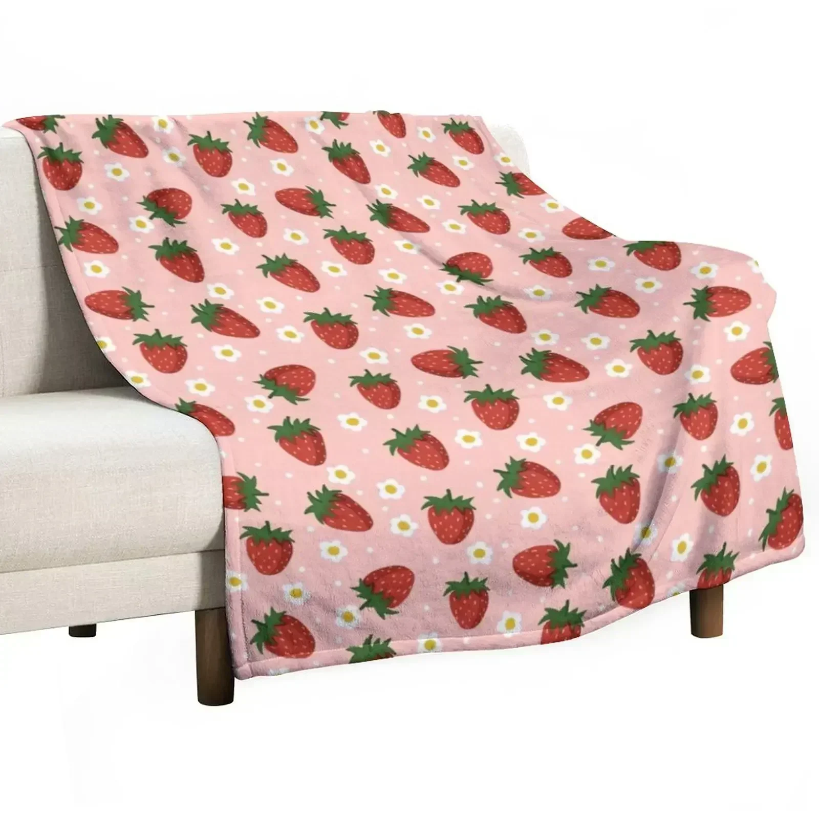 

STRAWBERRY AND FLOWER PATTERN // VSCO Throw Blanket Giant Sofa Multi-Purpose Blankets For Baby Soft Big Blankets