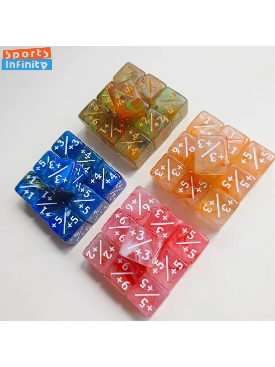 10 pièces/ensemble 16mm trois couleurs Addition soustraction symbole négatif positif jeu de dés Dnd D6 dés numériques pour jeu de société carte Wanzhi