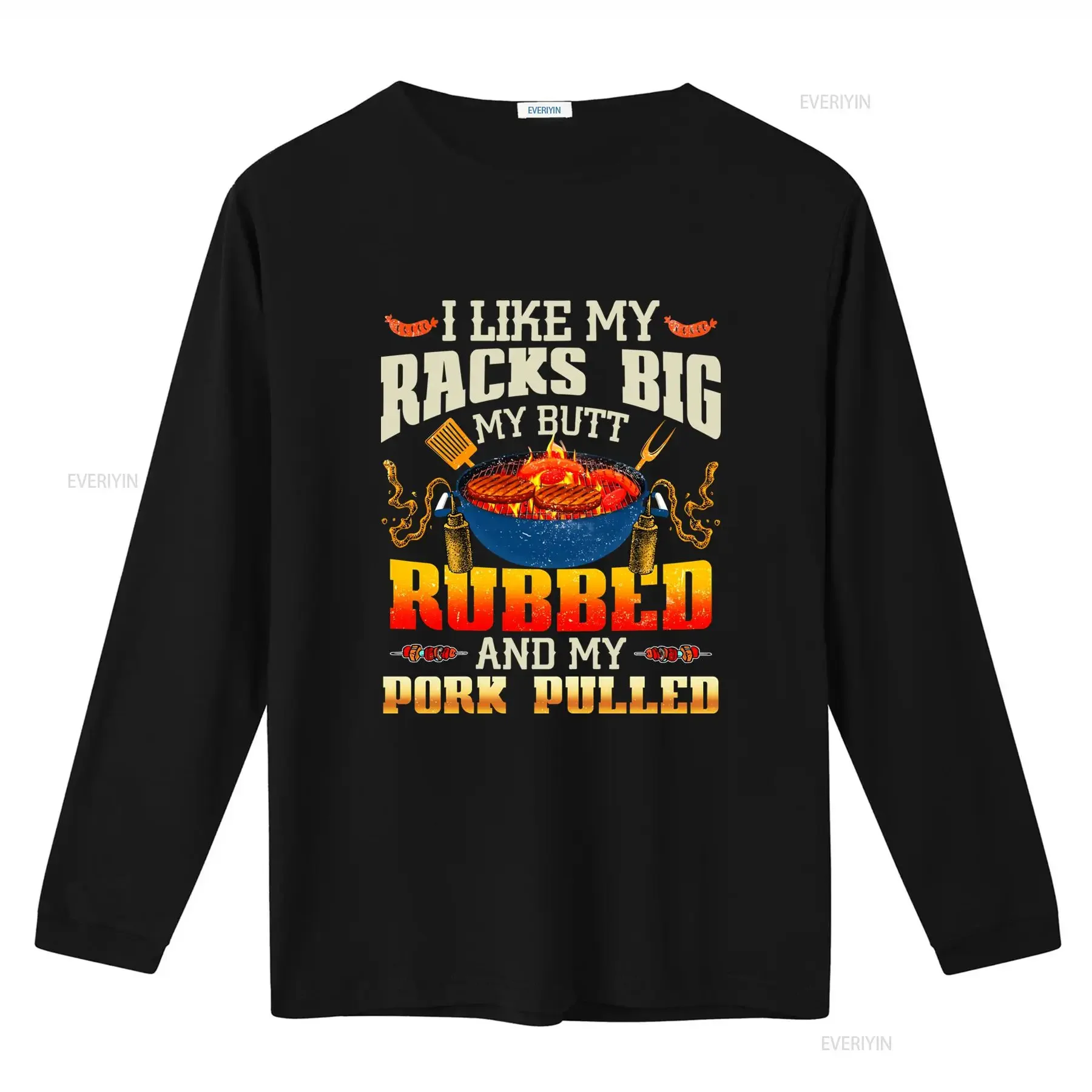 I Like My Racks Big Butt Rubbed And Pork Pulled Grilling Bbq T Shirt vintage Washed designer clothes streetwear Stretched homme