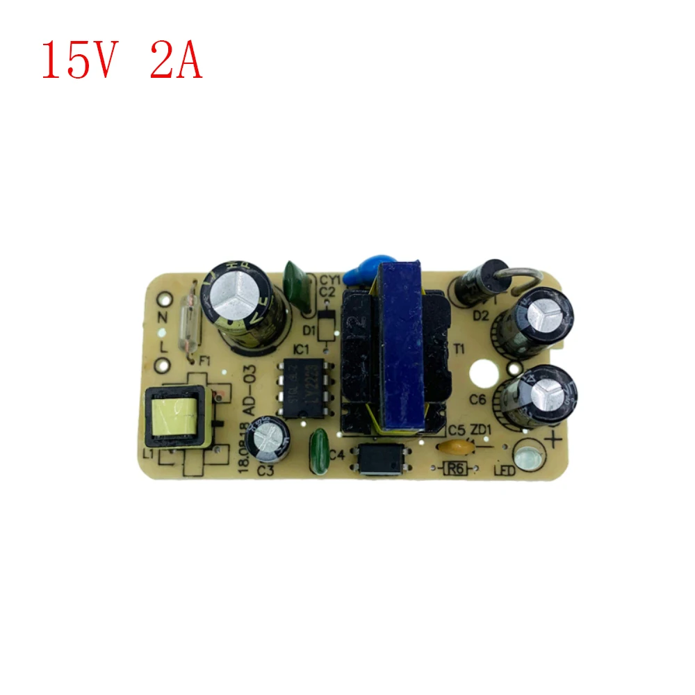 

DC 15V 2A Switching Power Supply Module AC-DC Power Supply Board AC100-240V to DC15V 2A Power Supply Module 85% Work Efficiency