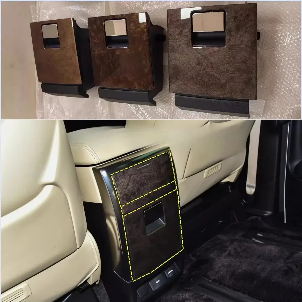 For Toyota Vellfire 2015-2022 Armrest Storage Box Second-Row Storage Compartment Rear-Row Walnut Drawer Storage Box