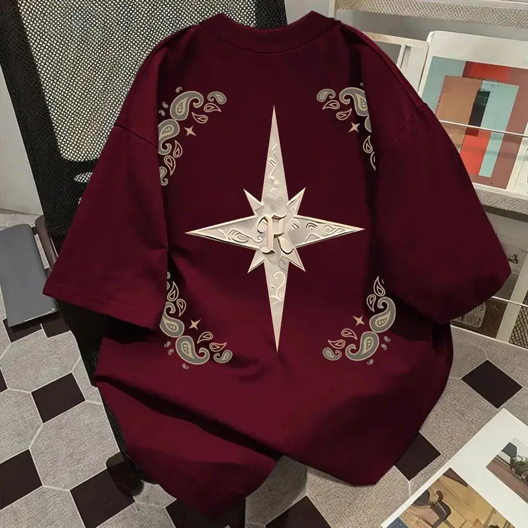 

New Loose American Versatile Casual Short-Sleeved Tops For Summer Trendy Street Men'S And Women'S Pure Cotton T-Shirts