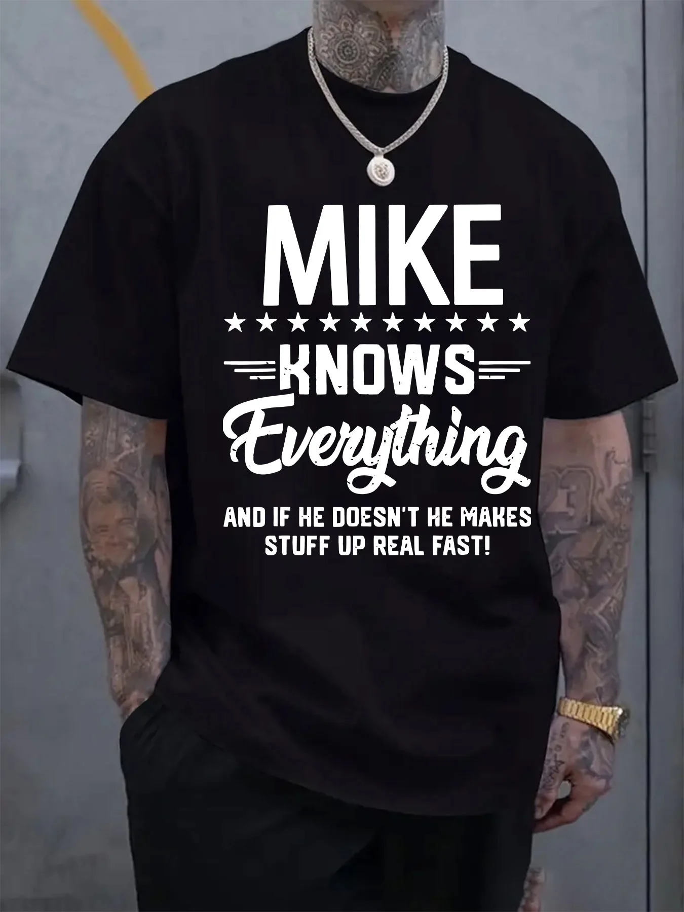 Men's Humorous Slogan Graphic T-Shirt - 