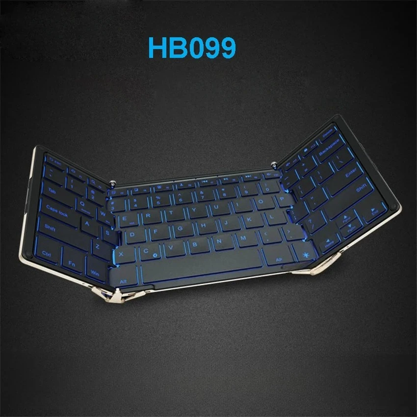 Folding Portable Bluetooth Keyboard HB099 Backlit for Phone Tablet