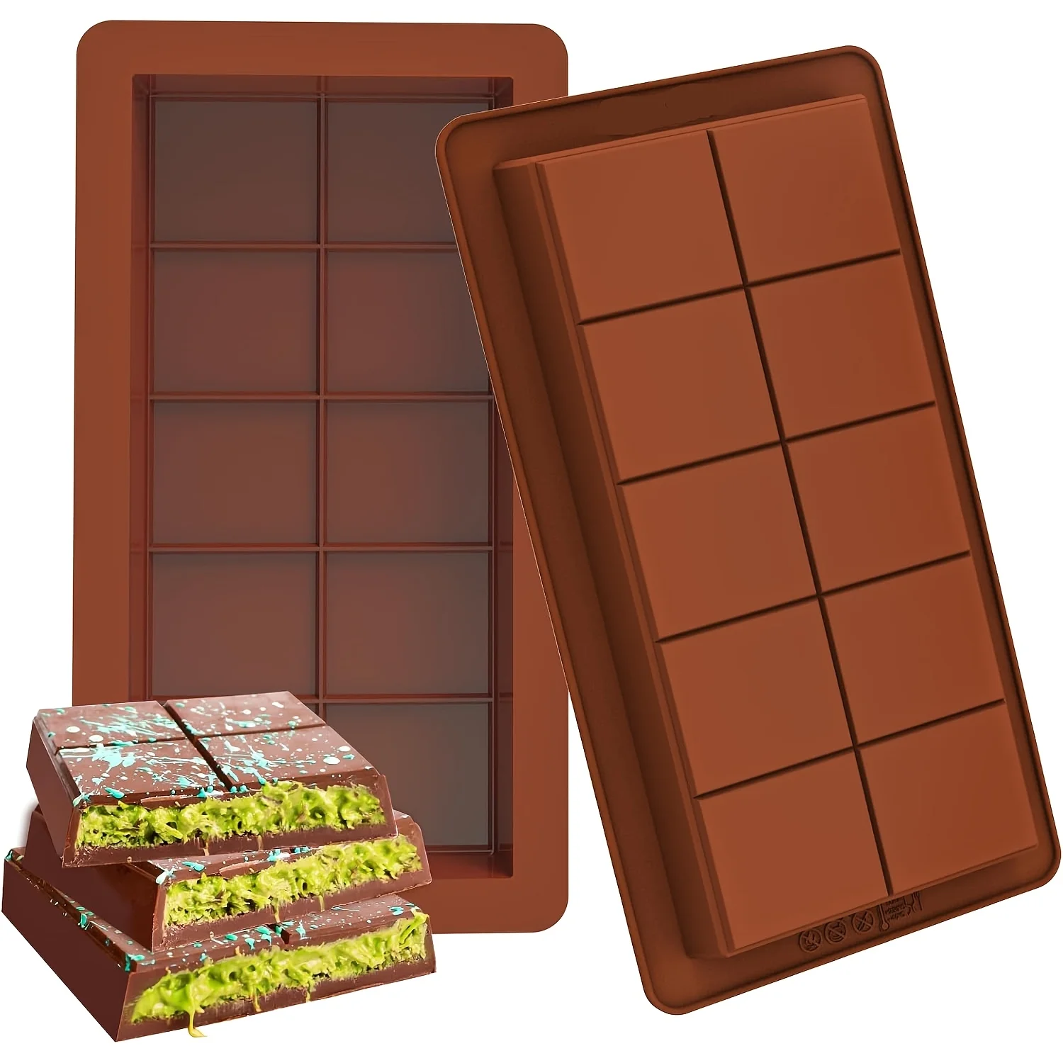 Moule en silicone pour chocolat - Forme de tablette de chocolat profonde, moule de cuisson flexible 