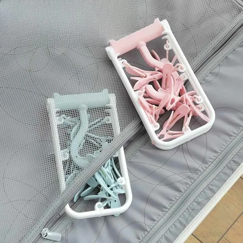 

Portable Travel Foldable Clothes Hanger Multi-Functional Underwear Drying Rack Home Student Dormitory Utility Storage Organizer