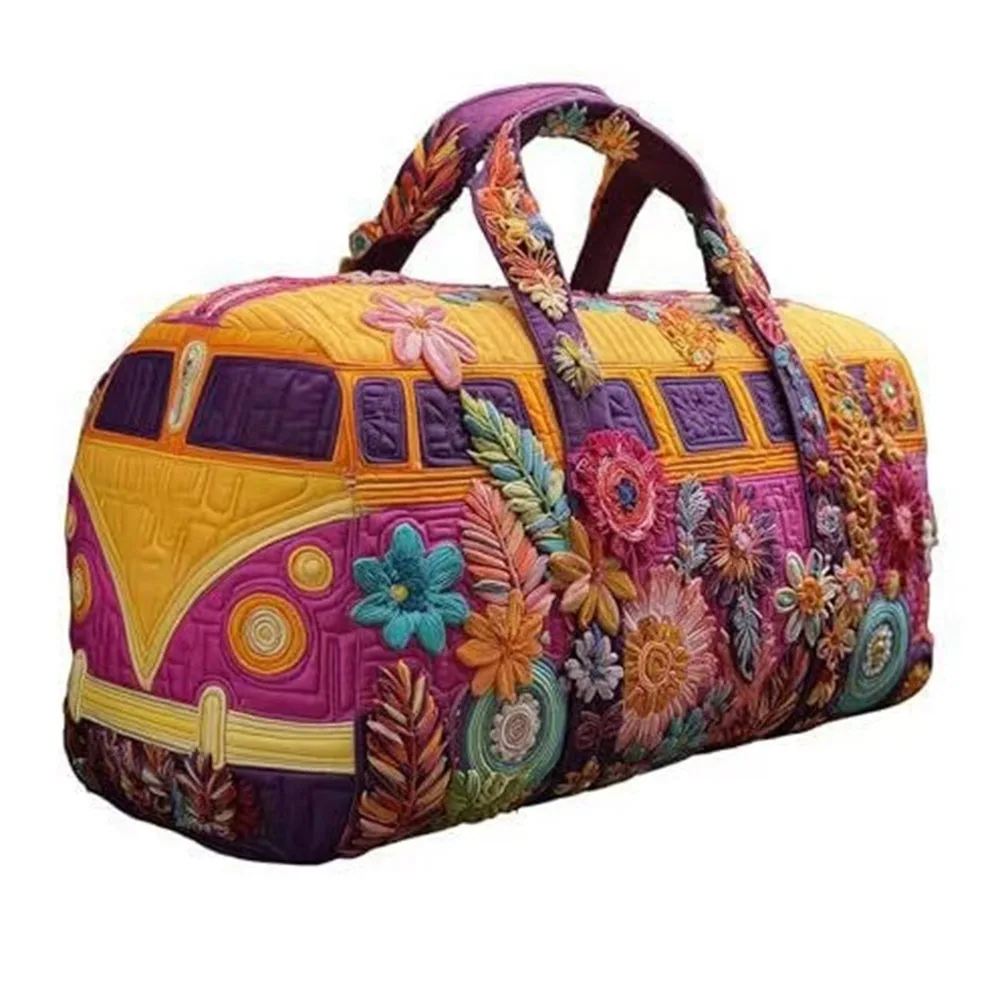 Durable 18x9x9cm Quilted Duffle Bag 3D Quilting Craft Large Capacity Sports Gym Bag Travel Handbag for Travel
