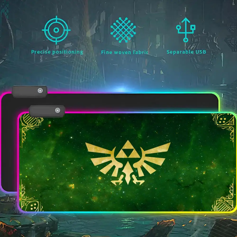 Zeldas RGB LED Light Gaming Mousepad Waterproof Large Gamer Carpet Big Mause Keyboard Pad PC Desk Play Mat with Backlit