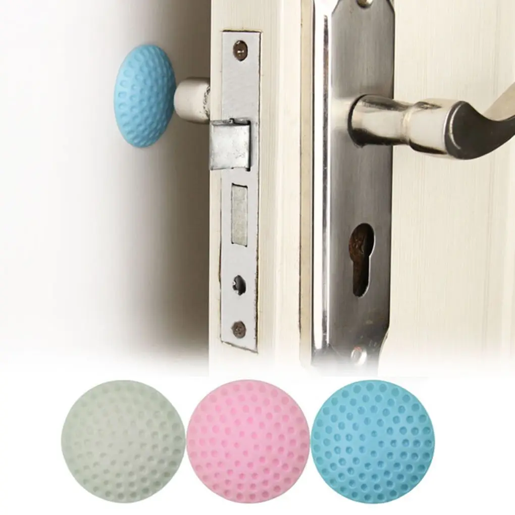 5pcs Door Lock Protective Pad Wall Thickening Mute Fenders Silicone Handle Protective Pad - White