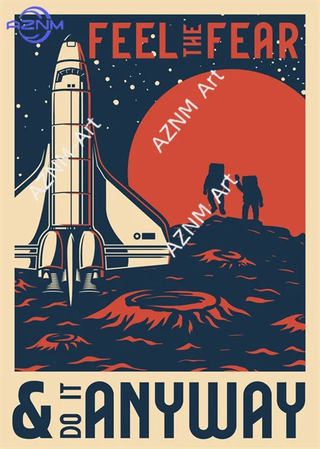 Vintage Space Astronauts Rocket Ufo Aliens Spacecraft Canvas Painting Posters and Prints Retro Space Wall Art Picture Home Decor
