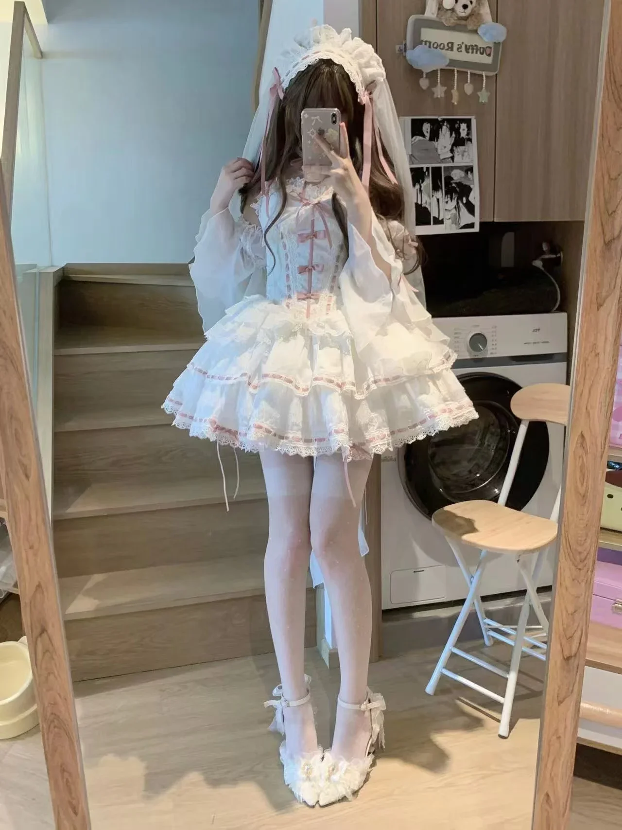 حار الأصلي لوليتا فستان الأميرة 2025 الربيع والخريف جديد الحلو ولطيف القوس اليومية الدانتيل الربط النساء فساتين الحفلات القصيرة #3