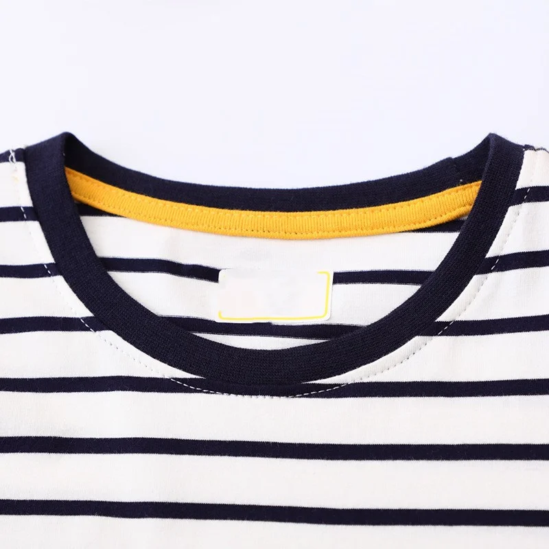 Jumping Meters 2-7T New Arrival Striped Summer Boys Girls Tees Animals Cars Embroidery Kids Tops Cotton Fashion Baby Clothes