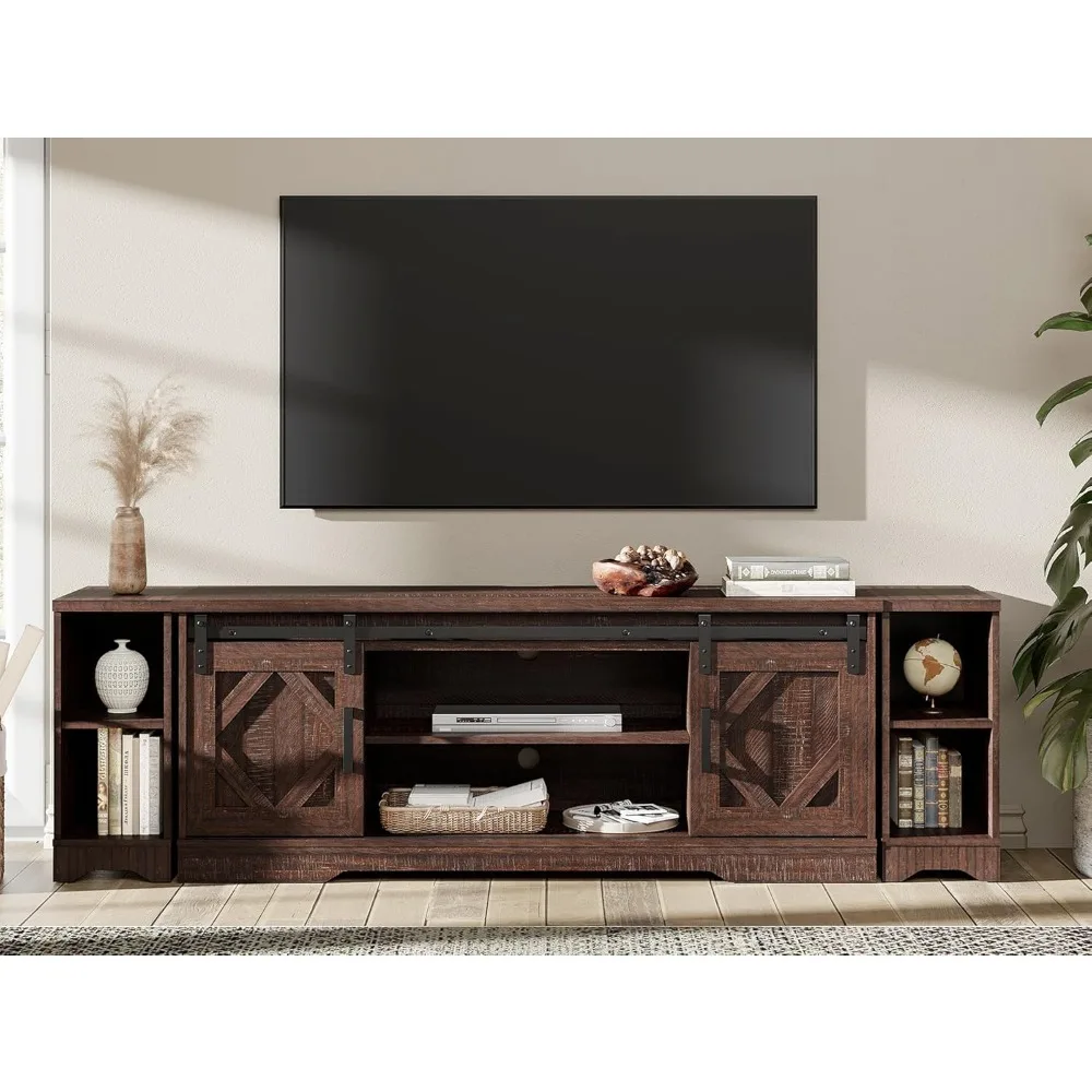 

Modern Farmhouse 3 in 1 TV Stand for up to 85" TVs Wood Entertainment Center with Open Storage for Living Room,Rustic Brown