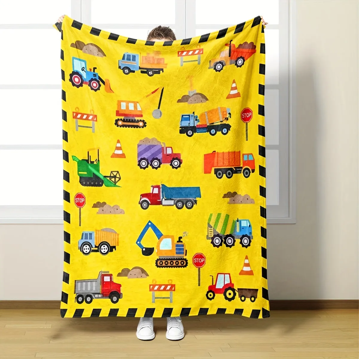 Ultra-Soft Flannel Blanket - Cartoon Building Print Bed Sofa Throw