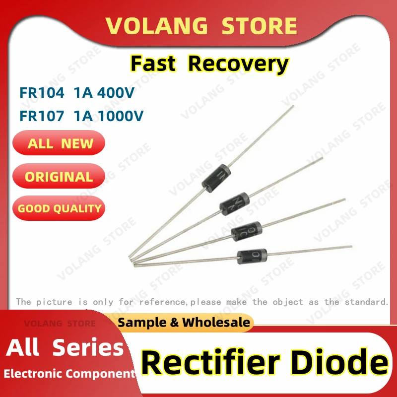 50PCS/LOT Schottky FR104 1A 400V DO-41 FR107 1000V 1KV Fast Recovery Rectifier Diode FR207 2A DIP Electronic Components PCB