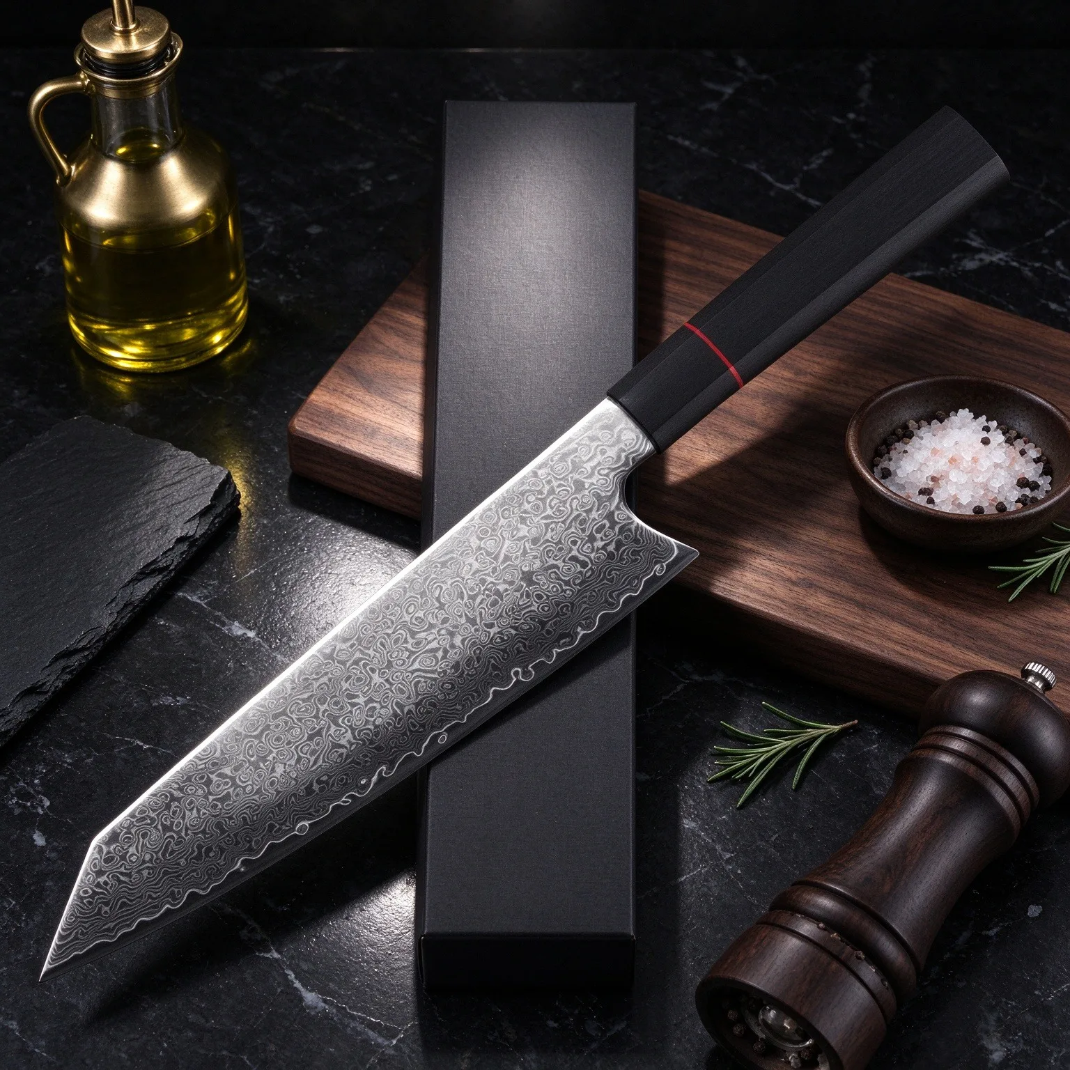 2026 New Damascus Steel Texture Chef Knife Professional Kitchen Knife, Comes with High-End Gift Box for Gifting Cooking Utensil