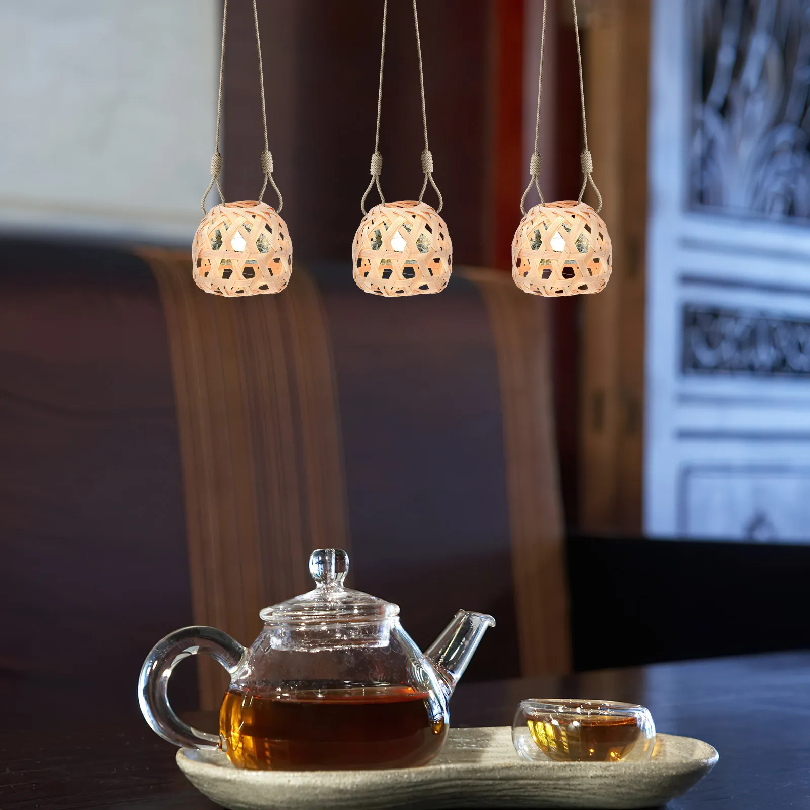 6Pcs Mini Woven Bamboo Lantern Round Handcrafted Light Shade for Home Decor Party Ambiance Mini Bamboo Light Cage