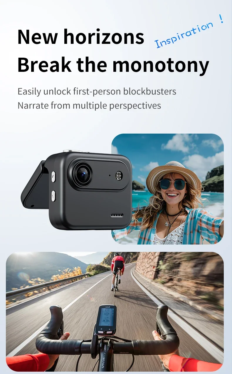 Action Camera Recorder Flip Screen 4K HD Ultra Clear Recording VLOG Anti Shake 143 ° Wide-angle Helmet Outdoor Mini Cam