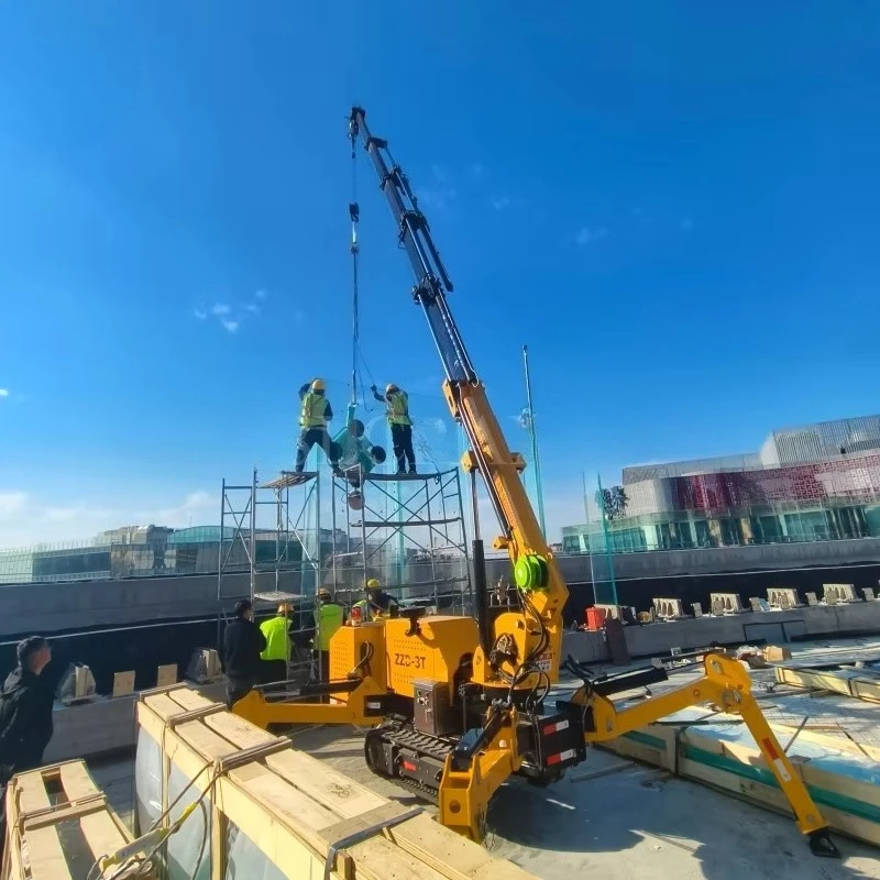 5 Ton Engine/Motor Powered Crawler Spider Crane Mini 3 T Spider Crane With Remote Control Hydraulic Boom Lift Fly Jib Telescopic
