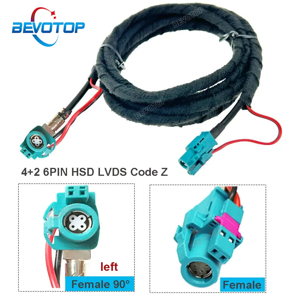 4+2 6Pin HSD Cable Z Type Female Straight to Female Right Angle 90° Jack High Speed DataTransmission LVDS Cable Car Wire Harness