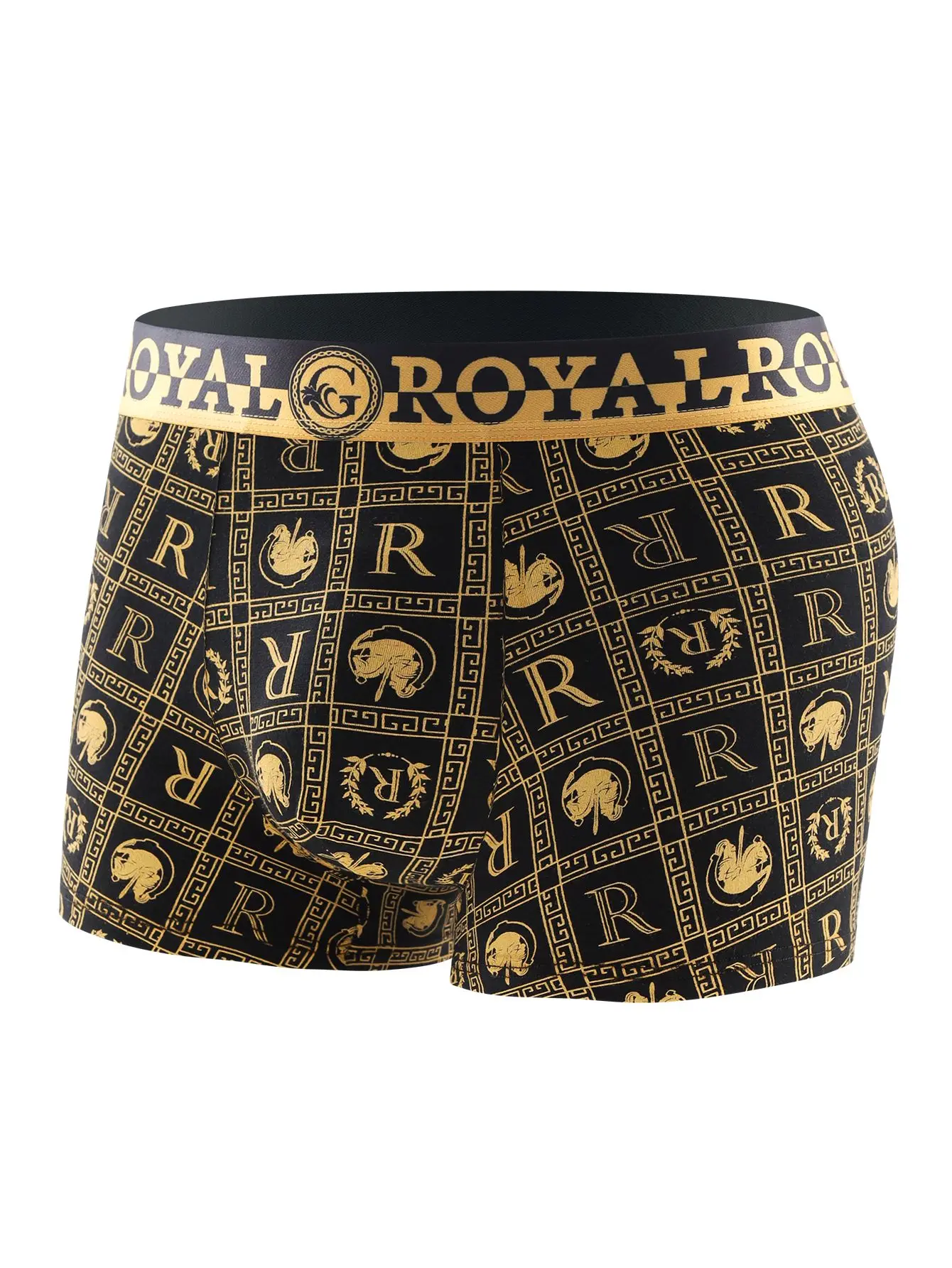 4 pieces of men\'s underwear, boxer shorts men\'s underwear, black and gold boxer underwear breathable men\'s plus size universal