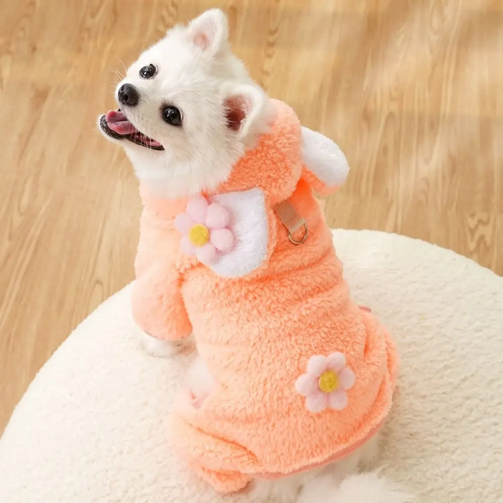 Monos de lana con flores para perros, ropa suave y cómoda de invierno para mascotas, abrigos cálidos de invierno para perros, suéter para gatos y cachorros